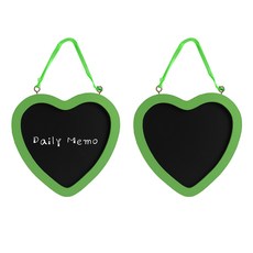 Life Sweet 多用途迷你愛心黑板留言板壁掛裝飾品 綠色 2入, 木質(綠色)