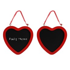 Life Sweet 多用途迷你心形黑板留言板 壁掛裝飾品 紅色 2入, 木頭(紅色)