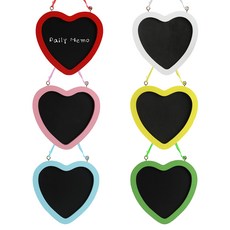 Life Sweet 多用途迷你愛心黑板留言板壁掛裝飾品 6入 隨機出貨, 木頭