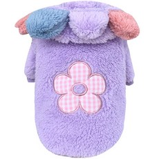 PASTEL PET 狗狗花朵超細纖維連帽T, 紫色