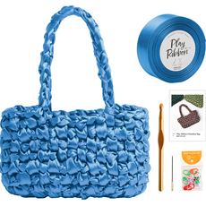 yarna 플레이 리본 슈슈백 diy패키지, 1세트, 42 데님블루(리본), 랜덤발송(단수링)