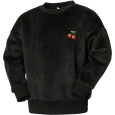 Uravi 女童荷葉邊天鵝絨羅紋保暖大學T恤