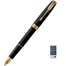 PARKER 派克 Sonnet 霧黑 GT 鋼筆 + 卡式墨水管禮盒組, 黑色(卡式墨水管), F