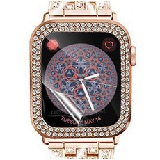 헬로젬 큐빅 하드 스마트워치 케이스 + 우레탄 보호필름 45mm 2p 세트, 로즈골드