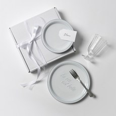 ssueim Blanc La vie款陶瓷餐盤組, 白色的, 小 2p + 大 2p, 1套