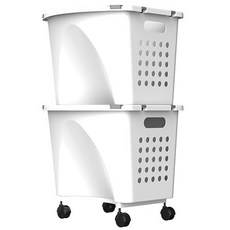 CS Living 現代風分層雙層洗衣籃, 白色, 1個