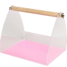 Borapet 鸚鵡壓克力桌上型籃子棲木 小號, 粉紅色, 1個