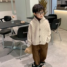 아동용 꽈배기 니트 후드 가디건 CCV59BNT629