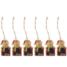 Life Sweet 迷你木製黑板備忘錄標籤聖誕裝飾品雪人 6p, 木頭