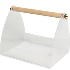 Borapet 鸚鵡壓克力桌上型籃子棲木 小號, 白色, 1個