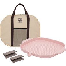 BAFLIFE IH感應陶瓷不沾橫紋烤盤 淺粉色+專用收納包+矽膠隔熱手柄套 2入, 1套, 320 x 290 毫米