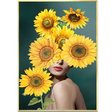 The Grand 現代簡約向日葵畫框 B, 金色PS