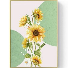 DeoGeuRang 客廳裝飾向日葵畫框 C, 金色鋁