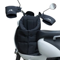 機車腿部刷毛保暖罩+防寒手套組, 黑色