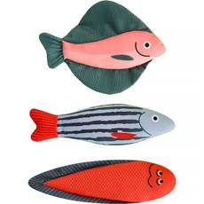 Lanboer 貓魚坐墊玩具魚 3 件套, 1套, 混合顏色
