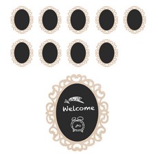 Life Sweet 沖孔多用途迷你黑板標籤留言板壁掛裝飾 沖孔橢圓 10入, 木(橢圓)