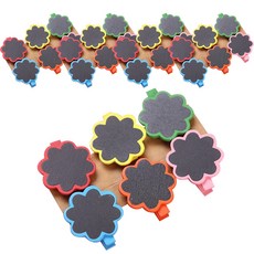 라이프스윗 미니 칠판 다용도 메모 클립 사진 집게 플라워 30p 랜덤발송, 나무