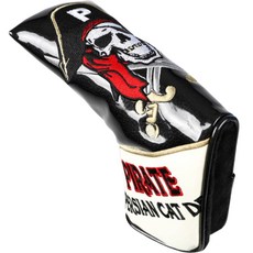 Persian cat 骷髏海盜高爾夫球頭直推桿套, 黑色的