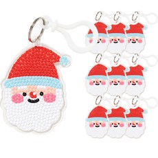 minhwashop 聖誕節鑽石畫鑰匙圈製作套組 聖誕老人 DPPT0131, 混合顏色, 10套