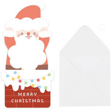 도나앤데코 크리스마스 솜플랩 엽서카드 산타 10p + 봉투 10p + 투명스티커 2cm 10p 세트, 혼합색상, 1세트