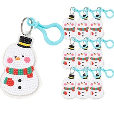 minhwashop 聖誕節寶石十字繡鑰匙圈製作套組 雪人 DPPT0134, 10套, 混合顏色