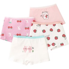 Bboom Bboom Socks 女童兔子與草莓艾草棉質四角褲4件組 C47