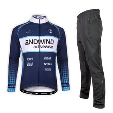 2NDWIND 男款藍色半拉絨球衣+暴風雪防風褲套裝JFP