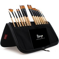 Liz J 美術用品 高級油畫筆組 02 黑色, 14種, 1套