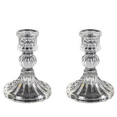 오하이오 캔들촛대 빈티지 크리스탈 캔들홀더 2p, 투명