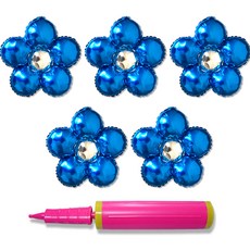 꽃풍선 5p + 손펌프 세트, 블루, 1세트