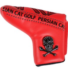 PERSIANCAT 骷髏高爾夫球桿套 一字型推桿套, 紅色