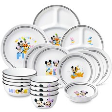 코렐 플레이 with 프렌즈 미키 4인 한국형 삼절 20종 식기 세트, 혼합색상, 식기 세트 20종, 1세트