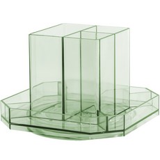 심플리앤 감성 클리어 회전 연필꽂이, 1개, 스퀘어그린