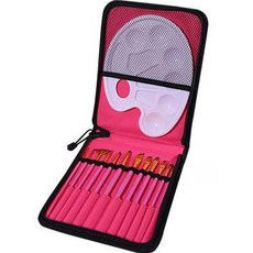 panwenbo Marketpia 多用途美術畫筆 12p 調色盤收納袋 03 粉色, 1套, 12種