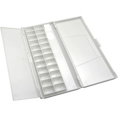 純色2段折疊繪畫多功能水彩顏料美術調色盤 白色, 1個, 24 個車位