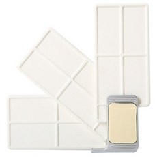 金屬色美術用3段水彩顏料吸水海綿折疊式調色盤 銀色 小, 1個, 12個車位