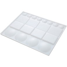 簡約長方形美術用多功能水彩顏料調色盤 白色, 20個車位, 1個