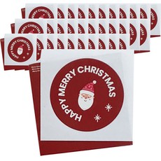 緹娜野餐 聖誕節聖誕老人圓形包裝貼紙, 200個, 紅色