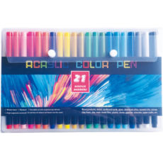 Ocean Marina 軟頭壓克力麥克筆 黑色, 21色, 1套