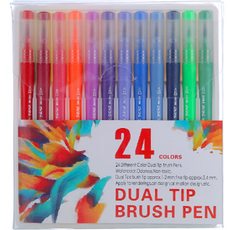 오션마리나 부드러운 양면 마카 팬붓, 24색, 1세트