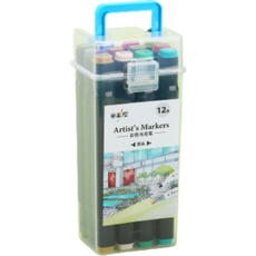 오션마리나 수채화 유성 마카펜 블랙막대, 12색, 1세트