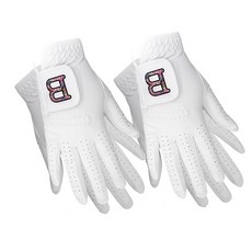 BRENCE 女性用 Art B 合成皮高爾夫手套 雙手穿戴 2入, 白色