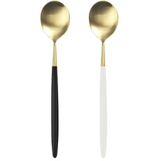 보겐 노비아 네이쳐 골드 숟가락 2종 세트, 화이트, 블랙, 단품, 1개