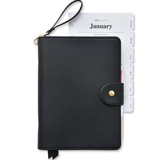 PLEPIC Freestyle A6 6孔日記本封面+索引套組, 1套, 黑色的
