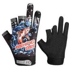 Trend Company ST X四季用釣魚手套雙手穿戴 A型, 黑色