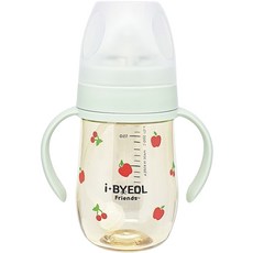 iBYEOL Friends 幼兒用可愛圖案PPSU吸管杯, 180ml, 1個, 薄荷綠(蘋果&櫻桃款)