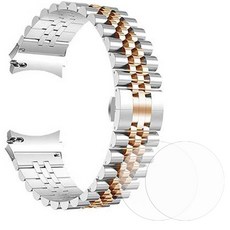 DC NET WORK 智慧手錶 Jubilee 金屬錶帶 + 鋼化玻璃 2片組, 銀邊玫瑰金色, 1個