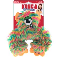 KONG Bean Puppy Frizzle 吱吱作響的毛茸茸玩具附件玩偶 Pretzel M, 混合顏色, 1個