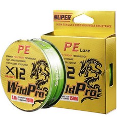 WILDPRO PE線 X12編織合股釣魚線, 綠色, 1個