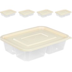반듯사각 밀폐용기 2.7 소 뚜껑 아이보리, 단품, 5개